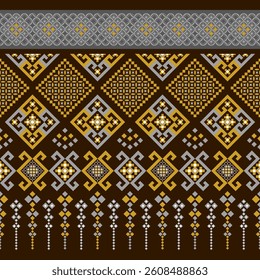 Geometric patterns for Thai silk weaving or decorative wallpaper or background