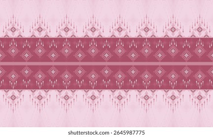 Patrones geométricos, patrones de tela tejida o patrones de tela tribales o étnicos gráficos con patrones que se centran en tonos rosa oscuro y rosa claro que dan una sensación cálida y tradicional. Diseños textiles