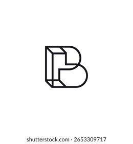 Geometrisches PB-Monogramm-Logo, minimaler moderner Buchstabe in Schwarz.
