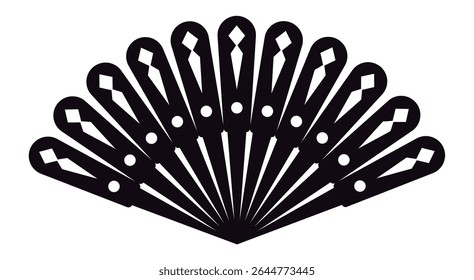 Geometric peacock fan radiating elegance and style, perfect for fashion, accessories, or art deco design projects, blending nature and geometry