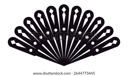 Geometric peacock fan radiating elegance and style, perfect for fashion, accessories, or art deco design projects, blending nature and geometry