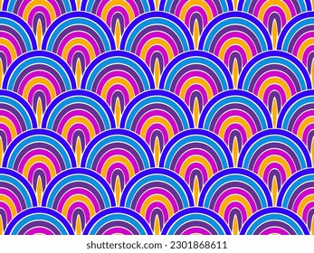 Geometric peacock feather vector endless ornament. Playful fishscale texture. Tile peacock plumage print. Simple reptile scale background. Oriental traditional pattern.