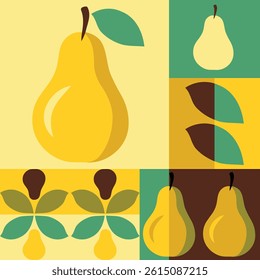 Geometric Pear Fruit Pattern Design Illustration