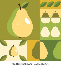 Geometric Pear Fruit Pattern Design Illustration