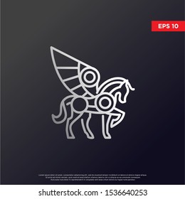 geometric pegasus logo. using monoline style. modern icon, template design