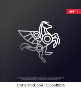 geometric pegasus logo. using monoline style. modern icon, template design