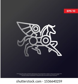 geometric pegasus logo. using monoline style. modern icon, template design