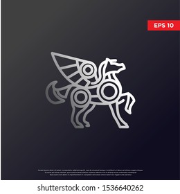 geometric pegasus logo. using monoline style. modern icon, template design