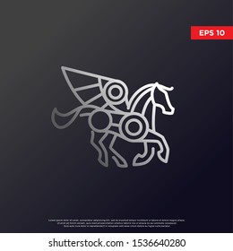 geometric pegasus logo. using monoline style. modern icon, template design