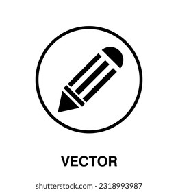 Geometric pencil vector icon in black solid flat illustration on white background..eps