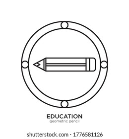 Geometric pencil vector illustration lineal color and filled design