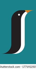 Geometric Penguin Logo Vector Template