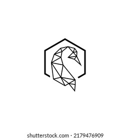 Geometric Penguin vector illustration in monochrome. Black and white. Can be used as a tattoo design, decal, stencil, vinyl, t-shirt printing, logo