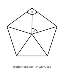 Geometric Pentagon Diagram. Vector Angle Illustration. Educational Shape Design. Mathematical Graphic.