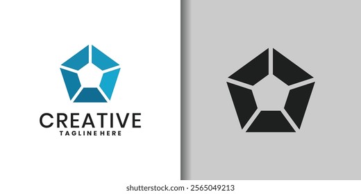 Geometric pentagon logo design template