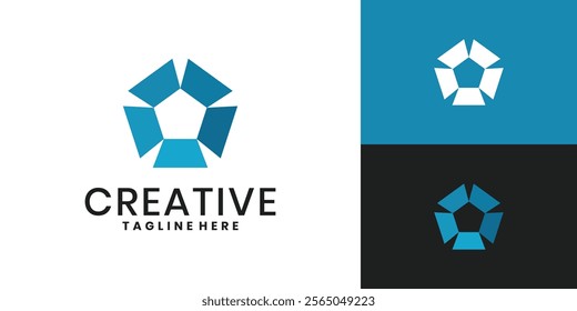 Geometric pentagon logo design template