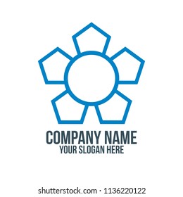 geometric pentagonal rotation, star idea, and futuristic abstract company logo concept