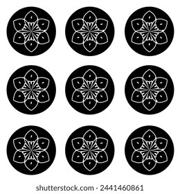geometric pentagram symbol, monochrome symbil circle geometric, logo circle geometric, batik