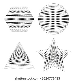 Geometric perspective grid. Optical illusion shape. Abstract 3D structure. Black and white vector.
