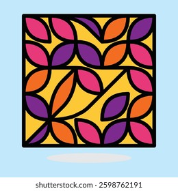 Geometric Petal Design. An abstract geometric design featuring a vibrant pattern of petal-like shapes, creating a visually engaging composition.