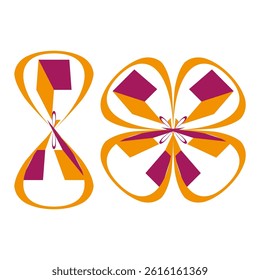 Geometric petal form. Abstract flower structure. Decorative vector shape. Symmetric organic element.