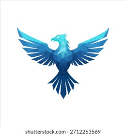 Geometric Phoenix Logo – Low Poly Eagle Vector Illustration in Blue Gradient