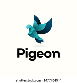 geometric pigeon logo design, icon, vector, template, light background