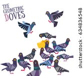 Geometric pigeons vector illustration