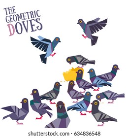 Geometric pigeons vector illustration