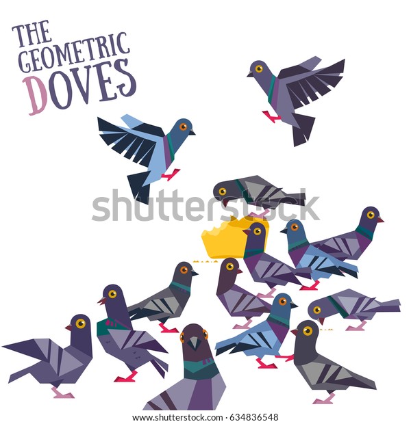 Geometric pigeons vector\
illustration