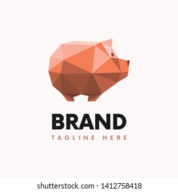 Geometric Piggy Bank Technology Logo Template