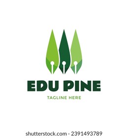 Geometric pine tree logo and education logo design vector template
