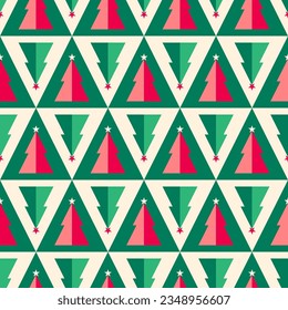 Geometric pine tree seamless pattern design for christmas and new year holidays.