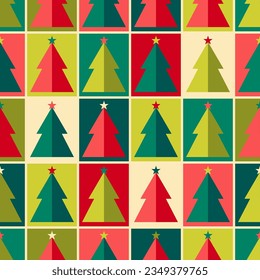 Geometric pine trees seamless pattern design for christmas holidays celebration.  