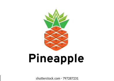  Geometric Pineapple Fruit Logo Vector Icon Design Symbol Illustration