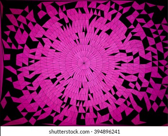 Geometric pink circle on black vector background