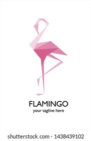 Geometric pink flamingo vector logo