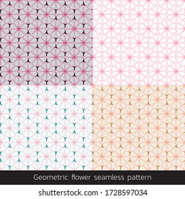 Patrón de flor rosada geométrica sin soldadura. Vector de fondo japonés de fantasía floral.