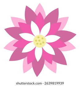 Geometric pink flowers elements for decoration on transparent background