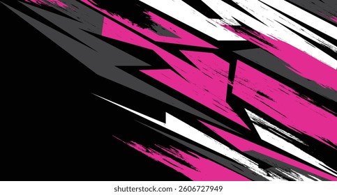 Geometric pink grey grunge pattern vector illustration. Sport car decal sports background template