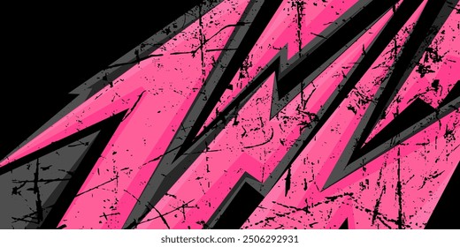 Ilustración vectorial geométrica de patrón gris rosa. Etiqueta del coche del deporte