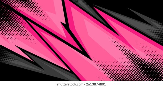 Geometric pink grey pattern vector illustration. Sport car decal 