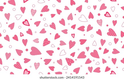 Patrón de corazón rosado geométrico sin fisuras sobre fondo blanco. Ilustración del vector Valentine.