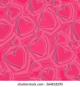 Geometric pink hearts. Vector.