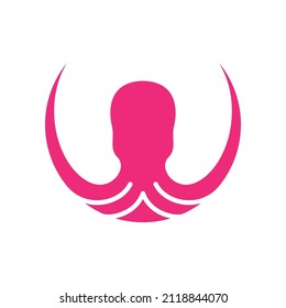 geometric pink octopus logo design, vector graphic symbol icon illustration
