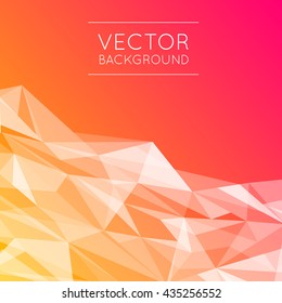 Geometric Pink and Orange Abstract Vector Background for Use in Design. Modern Polygon Texture with Text.