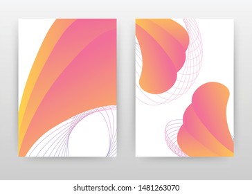 Geometric pink, orange, red, waved lines design for annual report, brochure, flyer, poster. Pink orange abstract background vector illustration flyer, leaflet, poster. Abstract A4 brochure template.