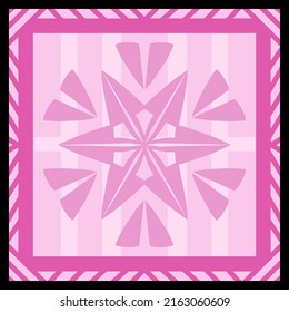 Geometric pink pattern design Ideal for silk scarf, kerchief, bandana, neck wear, shawl, hijab, fabric, textile, wallpaper, carpet, or blanket. Artwork for fashion printing. Vector Illustration.