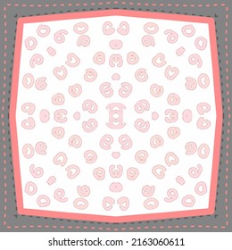 Geometric pink pattern design Ideal for silk scarf, kerchief, bandana, neck wear, shawl, hijab, fabric, textile, wallpaper, carpet, or blanket. Artwork for fashion printing. Vector Illustration.