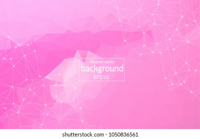 Geometric Pink Polygonal background molecule and communication. Connected lines with dots. Minimalism background. Concept of the science, chemistry, biology, medicine, technology.